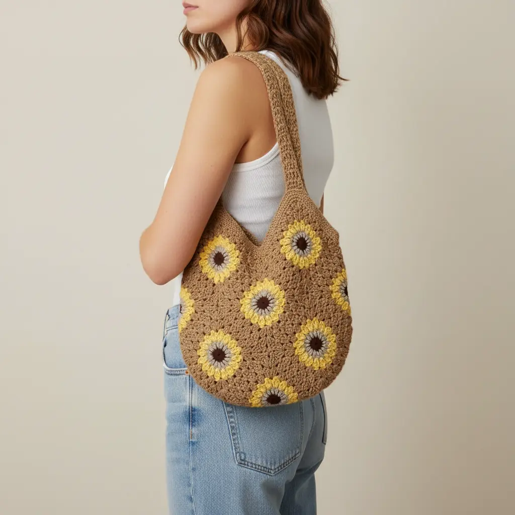 Yellow Flower Bag - On Model