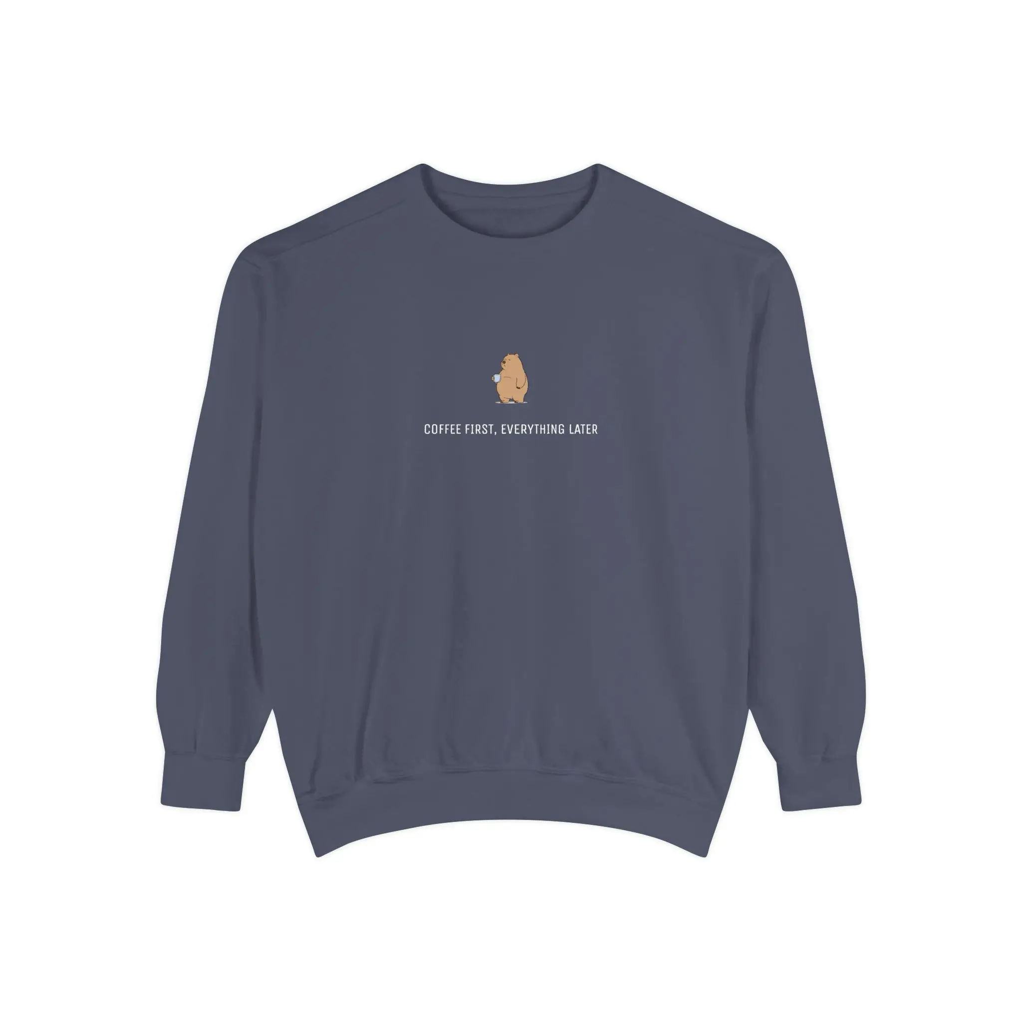 Bear Coffee Sweater - Denim Front